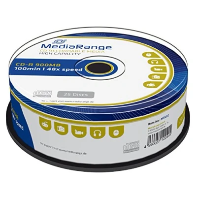 Obrázek MediaRange CD R 900 MB100 min 48násobná rychlost zápisu, 25 ks Cakebox