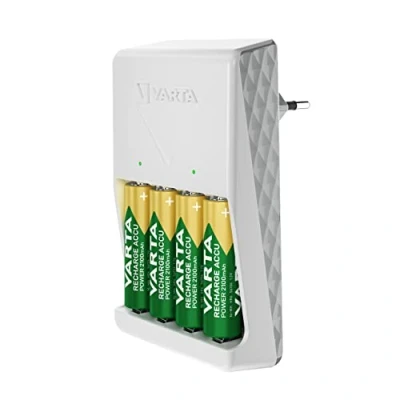 Obrázek VARTA nabíječka akumulátoru, vč. 4X AA 2100 mAh, baterií pro dobíjecí baterie, nabíjí 2 nebo 4 AA/AAA současně, Plug Charger, bílá