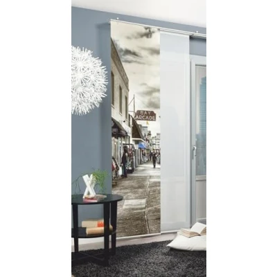 Obrázek Home fashion 87123 796 Černá Pro Bílá H: 245 x B: 60 cm posuvnými bočními stěnami &quot;HARBOR&quot;, dekorační látka, digitální Talbe Tiskne