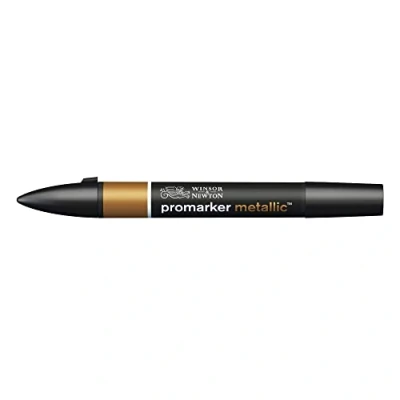 Obrázek Winsor &amp; Newton 0206690 ProMarker Metallic, profesionální popisovač rozvržení 2 hroty, jemné a široké pro kresby, design měděná metalická
