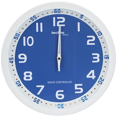 Obrázek Technoline, WT 8971 bezdrátová nástěnné hodiny, Ø 30 cm, bílá, modrá