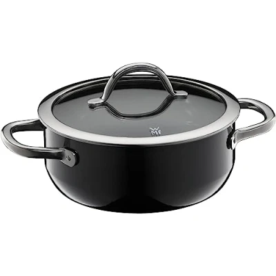 Obrázek WMF Velký hrnec na vaření Fusiontec Inspire 20 cm, skleněná poklice, indukční hrnec, 2,4 l, high tech keramika, odolný proti poškrábání, bez povrchové úpravy, černý, vyrobeno v Německu