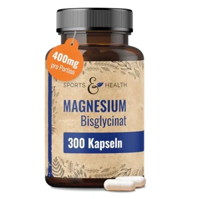 Obrázek Magnesium Bisglycinat Hochdosiert Kapseln 300 Glycinat 400mg pro Tagesdosierung Vegan MagnesiumBisglycinat MagnesiumGlycinate, Magnesiumglycinat
