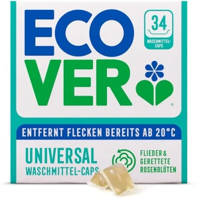 Obrázek Ecover Waschmittel Kapseln Wäschekapseln mit frischem Duft von Flieder &amp; Rosen, 1x Packung 34 Stück