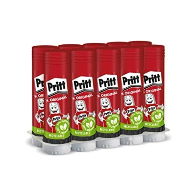 Obrázek Pritt Lepidlo, bezpečné lepidlo vhodné pro děti umění a kutilské práce, silné do školy kanceláře, 10 x 43 g tužka