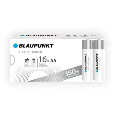 Obrázek BLAUPUNKT AA balení alkalických baterií 16, nejlepší pro nástěnné hodiny a TV dálkové ovládání, LR6BPO/16CB