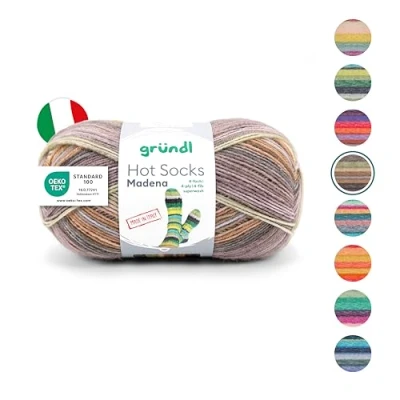 Obrázek Gründl Hot Socks Madena (vlna na ponožky ze 75 % střižní vlny (superwash) a 25 polyamidu, vyrobeno v Itálii, 4 přízí ponožky, 100 g / 420 m, tloušťka jehlic: 2,5 mm 3 mm, 1 x g), směs ořechů