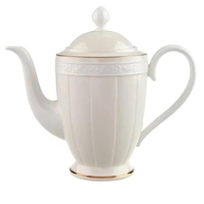 Obrázek Villeroy &amp; Boch 10 4390 0070 Ivoire Kávová konvice pro 6 osob 1,35 l, porcelán, zlatá/bílá/béžová, 44,5 x 33,2 4 cm, 1 jednotka