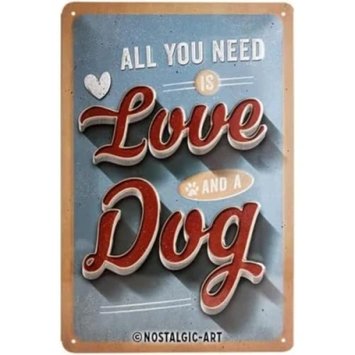 Obrázek Nostalgic Art Retro plechový štítek, 20 x 30 cm, štítek na tlapky Love Dog nápad dárek pro majitele psů, z kovu, vintage design s textem