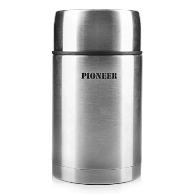 Obrázek Pioneer Termonádoba na potraviny 1,0 l ušlechtilá ocel dvouplášťová izolační nádoba polévku 8 hodin teplé 24 chlazení bez BPA kartáčovaná