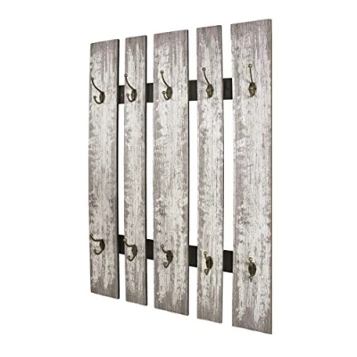 Obrázek HAKU Möbel Nástěnný věšák šedý, MDF, kov rozměry: Š 65 cm x V 100 H 9 cm, styl: Industrial