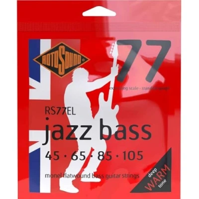 Obrázek Rotos Ound struny pro Jazz Bass (Plochý drát, extra dlouhá Mensura, Standard tloušťka 45 65 85 105)