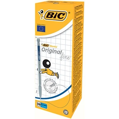 Obrázek BIC 820958 mechanická tužka Matic, 0,5 mm, HB, tříděné barvy klipů, včetně tří náplní, krabice à 12 kusů, světle šedá