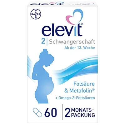 Obrázek Elevit 2 těhotenské vitamíny pro matku a dítě vitamíny, minerály omega 3 mastné kyseliny od 13. týdne těhotenství 1 x 60 kapslí