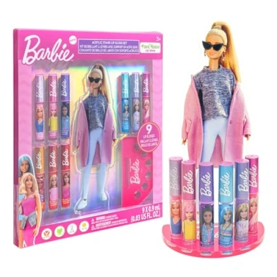 Obrázek Townley Girl &#039;s Barbie 11dílný lesk na rty rostlinný hydratační akrylový držák, vhodný pro dívky, děti a všechny