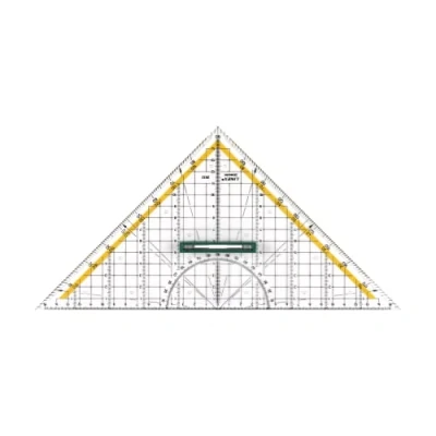 Obrázek Linex 2632 geometrický trojúhelník z plastu, s rukojetí, 30 cm, úhloměr, odnímatelná rukojeť, fazeta, výstupky, metrická stupnice