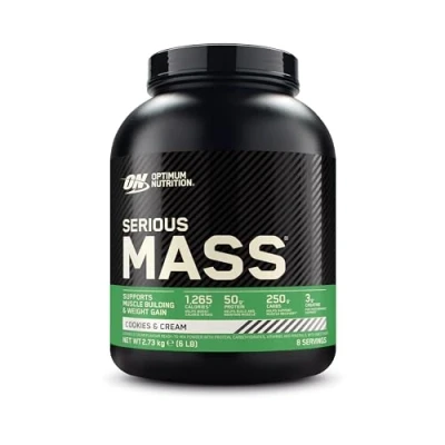 Obrázek Optimum Nutrition Serious Mass Weight Gainer, příchuť sušenek a krém, 2. 73 kg, 8 porcí