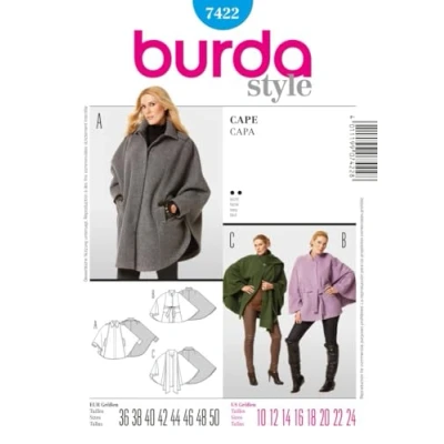 Obrázek Burda Střih 7422 Cape, Capa vel. 36 50