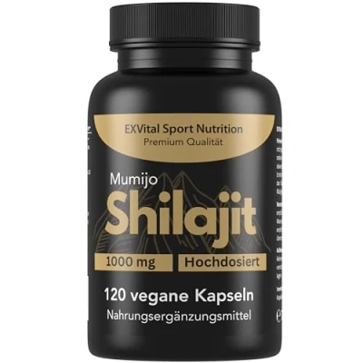 Obrázek Mumijo Shilajit kapsle, vysoká dávka 1000 mg v denní dávce, originál z Himálají, 120 kapslí, veganské a laboratorně testováno