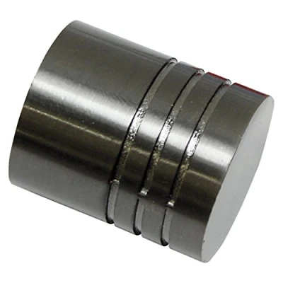 Obrázek GARDINIA Koncové knoflíky pro záclonové tyče, 2 x koncovka válec, série Chicago, kov, titan, průměr 20 mm