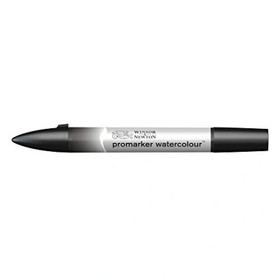 Obrázek Winsor &amp; Newton 0201331 Akvarelový popisovač 2 hroty, štětec a jemný hrot, stálý na světle, vysoce pigmentované akvarelové barvy pro kaligrafii, kresby slonovinová černá