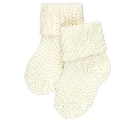 Obrázek FALKE Unisex dětské flaušové ponožky prodyšné klimatizační regulující pachy vlna bavlna příjemná na kůži lehce hřejivé, komfortní překládací manžety jednobarevné 1 pár, bílá (Off white 2040).
