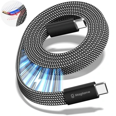 Obrázek Magtame USB C kabel, 240 W magnetický kabel na 5 ft/1,5 m, A Nylon pletený způsob rychlého nabíjení pro zařízení Samsung S22