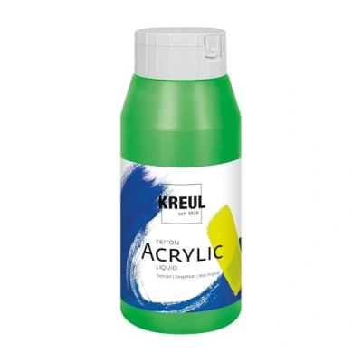 Obrázek KREUL 17022 Solo Goya Triton akrylová barva žlutozelená, 750ml láhev, rychle a matně schnoucí, na vodní bázi, ve studiové kvalitě, mnohostranně použitelná, dobře krycí vydatná