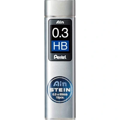 Obrázek Pentel Ain kámen náhradní tuha, tloušťka čáry 0.3 MM, stupeň tvrdosti H, 15 Minen každý dóza