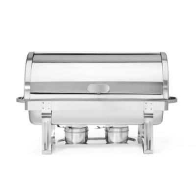 Obrázek HENDI Chafing Dish rolovací top, vhodný pro nádoby na gastronormy do hloubky 100 mm, nádoba udržování tepla, ohřívač jídla, nádoba, 9 l, 590 x 340 (V)400 ušlechtilá ocel 18/0, šedá