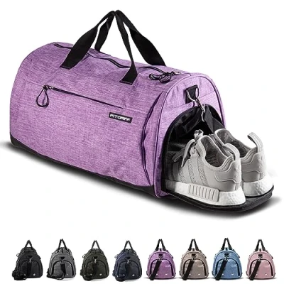 Obrázek Fitgriff® Sportovní taška &amp; cestovní pro dámy a pány s přihrádkou na boty mokrou sport, fitness cestování tréninková taška, gymnastická (Purple, Medium)