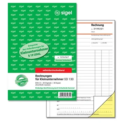 Obrázek SIGEL SD130 faktury pro malé podnikatele A5, 2 x 30 listů, propisující, z udržitelného papíru