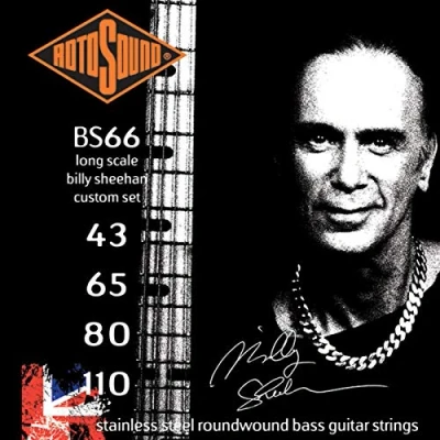 Obrázek Rotosound Struny z ušlechtilé oceli Billy Sheehan pro elektrobasy, kulatý drát, tloušťka 43 65 80 110