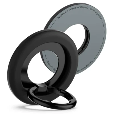 Obrázek Spigen Nano Pop MagFit silikonový Držák na mobil stojan [magnetický a 135 nastavitelný] s držákem prstů pro iPhone 2024 16/15/14/13/12 série černý sezamový