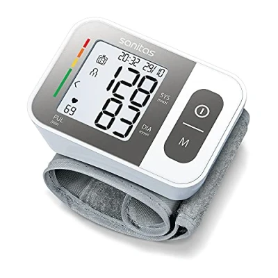 Obrázek Sanitas SBC 15 přístroj na měření krevního tlaku zápěstí, plně automatický krevní tlak a tepu, varovná funkce při možných poruchách srdečního rytmu