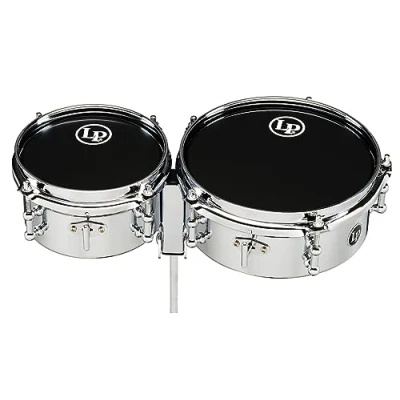 Obrázek LP Latin Percussion Timbales Mini Chrome 6&quot; + 8&quot; chromovaný ocelový kotel hloubka 3,25&quot;, držák k montáži na přídržnou tyč 3/8, LP845 K, buben, buben