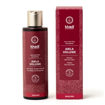 Obrázek khadi Ajurvédský šampon AMLA VOLUME, 100% přírodní, bez silikonu a sulfátů, silné vlasy objem díky silným kořenům vlasů, podporuje růst veganská péče o vlasy, přírodní kosmetika 200 ml