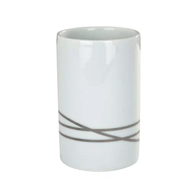 Obrázek WENKO 20014102 pohárek na čištění zubů Noa držák zubního kartáčku pro kartáček a zubní pasta, keramika, 7.1 X 10.6 cm, bílá