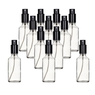Obrázek YIZHAO Transparent Sprühflasche Glas 50ml, Klein mit [Zerstäuber], für Ätherisches Öle,Kosmetik, Apotheker, Reinigung,Aromatherapie, Massage, Haare 12Pcs