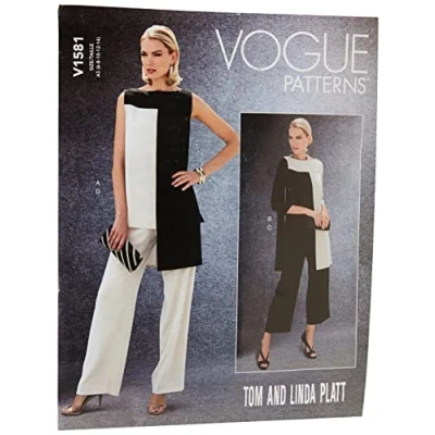 Obrázek Vogue Patterns 1581A5 Schnittmuster 1581 A5, Tunika und Hose für Damen, Größen 34 42, Tissue, mehrfarbig, 20 x 0.5 25 cm