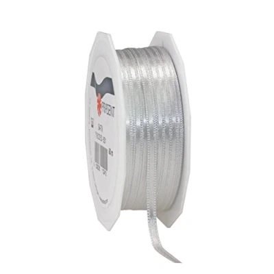Obrázek PRÄSENT C.E. Pattberg Satin sterlingsilber, 50 m Satinband zum Einpacken von Geschenken, 3 mm Breite, Geschenkband Dekorieren &amp; Basteln, Dekoband, Anlass