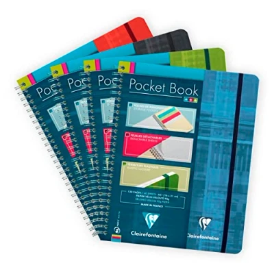 Obrázek Clairefontaine 68566 C PocketBook, A5 s Mikroperforiert gumou, linkovaný, 60 Folio, barevně tříděné