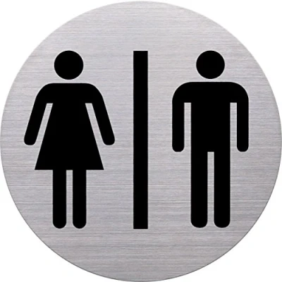 Obrázek Helit H6271100 piktogram WC dámy a pány, průměr 115 mm, samolepicí s Klebepad, Litinový