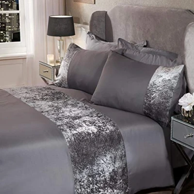 Obrázek Sienna Bettbezug Set, Knautschsamt, Doppelbett, 100 Prozent Polyester, Grau