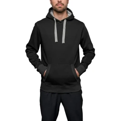 Obrázek HRM Unisex Sweat Hoodie I Premium pulovr s kapucí pro dámy a pány kontrastní podšívkou Basic dámský &amp; pánský kvalitní udržitelné oblečení, černá