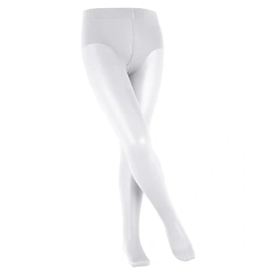 Obrázek FALKE Unisex dětské Pure Matt 30 DEN punčocháče průhledné matné tenké slavnostní elegantní komfortní pás plochý šev jednobarevný jemný měkký materiál 1 kus, bílá (White 2209).
