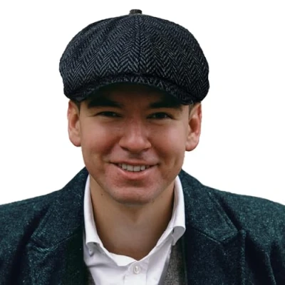 Obrázek TOSKATOK® Unisex pánské, dámské 8 panely se vzorem rybí kosti, směs vlny Baker Boy, Břidlice