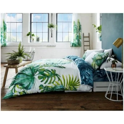 Obrázek Gaveno cavalia Luxus Tropical Leaf Bettwäsche Set mit Bettbezug und Kissen Fall King, grün