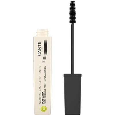Obrázek SANTE Naturkosmetik Natural Lash Lengthening Mascara 01 Black, černá řasenka pro dlouhé a definované řasy s mimořádně jemným kartáčem, veganská, 8 ml
