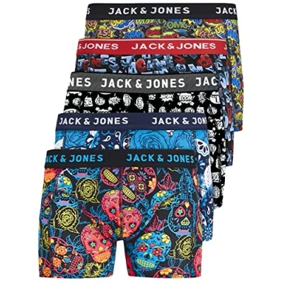 Obrázek JACK &amp; JONES Pánské spodky 5dílná sada pánských boxerek bílé černé modré šedé Trunks 12204864, 5 ks balení Mix 4